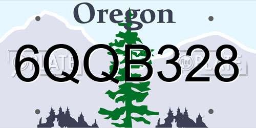 6QQB328 Oregon License Plate