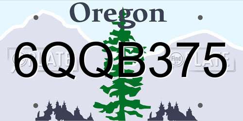 6QQB375 Oregon License Plate