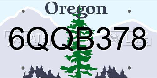 6QQB378 Oregon License Plate