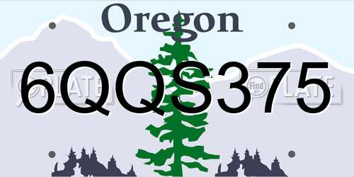 6QQS375 Oregon License Plate