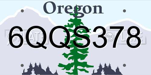 6QQS378 Oregon License Plate