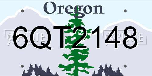 6QT2148 Oregon License Plate