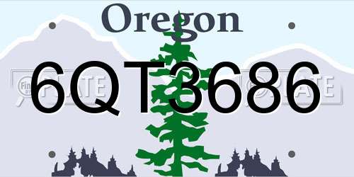 6QT3686 Oregon License Plate