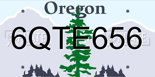 6QTE656 Oregon License Plate