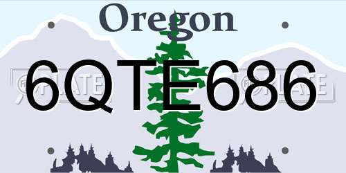 6QTE686 Oregon License Plate