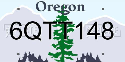 6QTT148 Oregon License Plate
