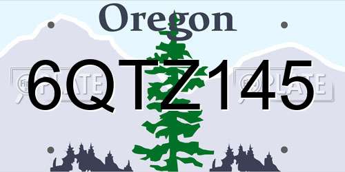 6QTZ145 Oregon License Plate