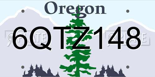 6QTZ148 Oregon License Plate