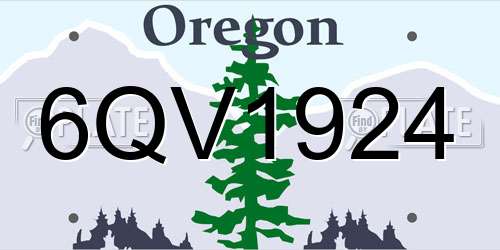 6QV1924 Oregon License Plate