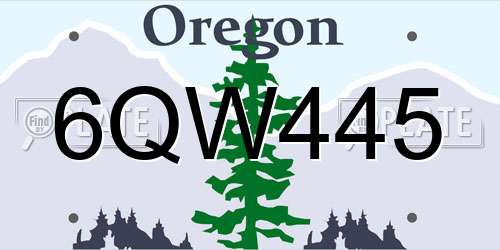 6QW445 Oregon License Plate