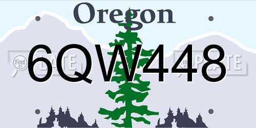 6QW448 Oregon License Plate