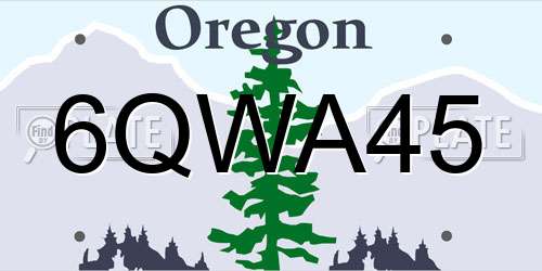 6QWA45 Oregon License Plate