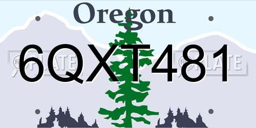 6QXT481 Oregon License Plate