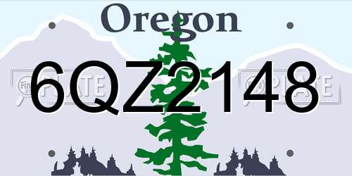 6QZ2148 Oregon License Plate
