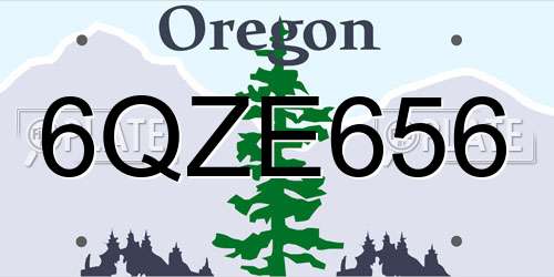 6QZE656 Oregon License Plate
