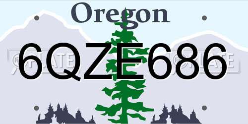 6QZE686 Oregon License Plate
