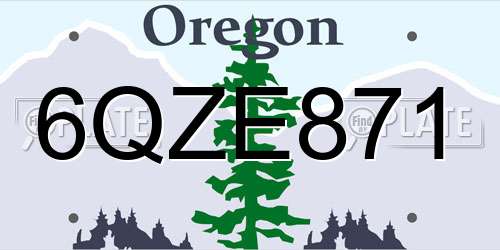 6QZE871 Oregon License Plate