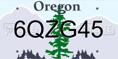 6QZG45 Oregon License Plate