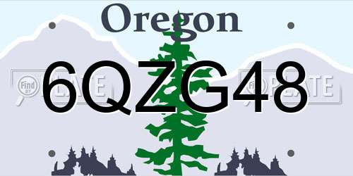 6QZG48 Oregon License Plate