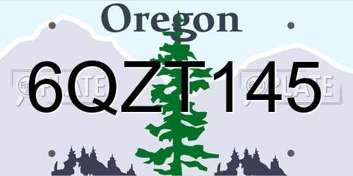 6QZT145 Oregon License Plate