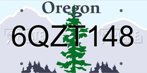 6QZT148 Oregon License Plate