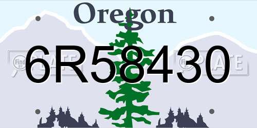 6R58430 Oregon License Plate