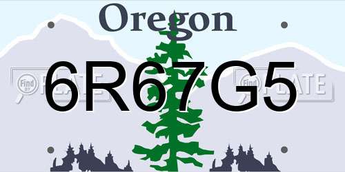 6R67G5 Oregon License Plate