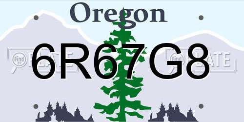 6R67G8 Oregon License Plate