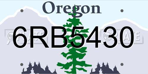 6RB5430 Oregon License Plate