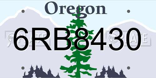 6RB8430 Oregon License Plate