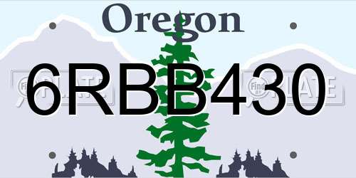 6RBB430 Oregon License Plate