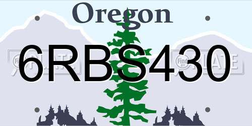 6RBS430 Oregon License Plate