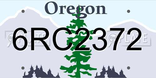 6RC2372 Oregon License Plate