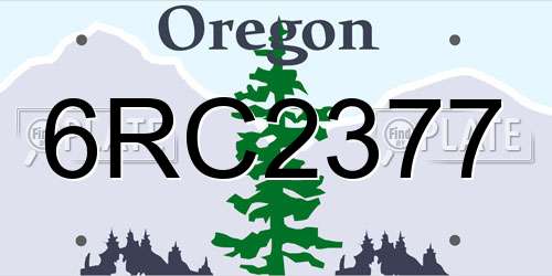 6RC2377 Oregon License Plate