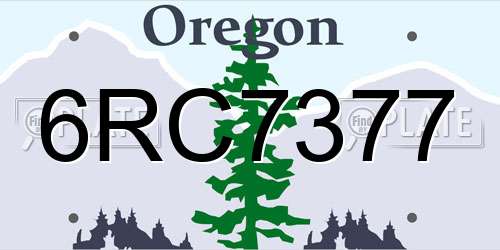 6RC7377 Oregon License Plate