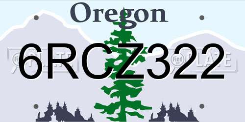 6RCZ322 Oregon License Plate