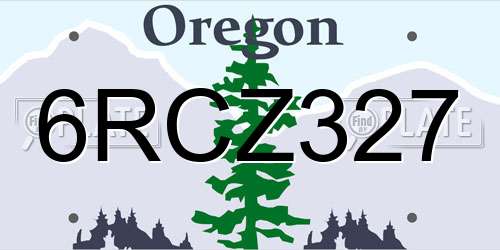 6RCZ327 Oregon License Plate
