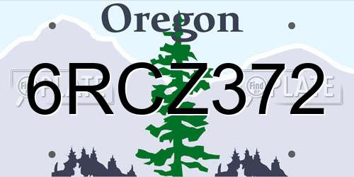 6RCZ372 Oregon License Plate