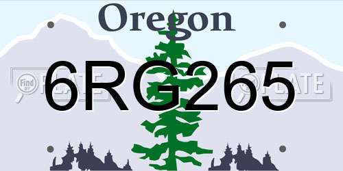 6RG265 Oregon License Plate