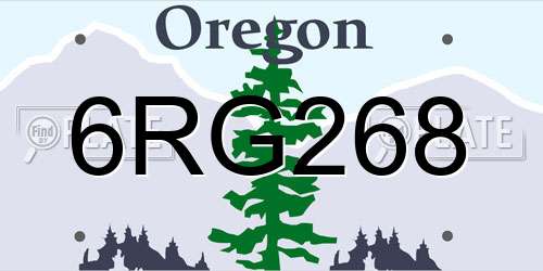 6RG268 Oregon License Plate