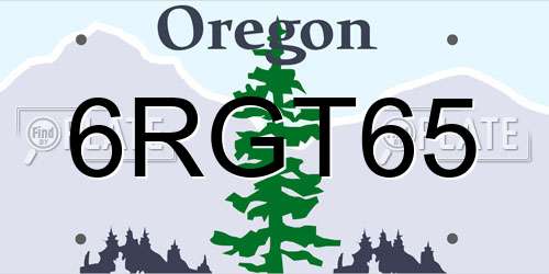 6RGT65 Oregon License Plate