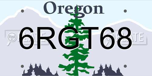 6RGT68 Oregon License Plate