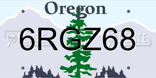 6RGZ68 Oregon License Plate