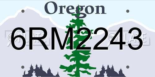 6RM2243 Oregon License Plate