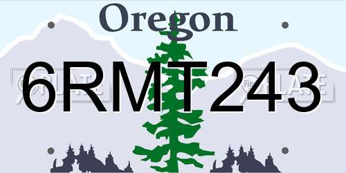 6RMT243 Oregon License Plate
