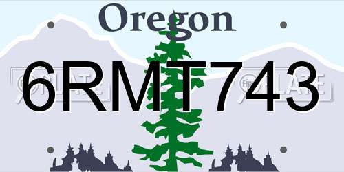 6RMT743 Oregon License Plate