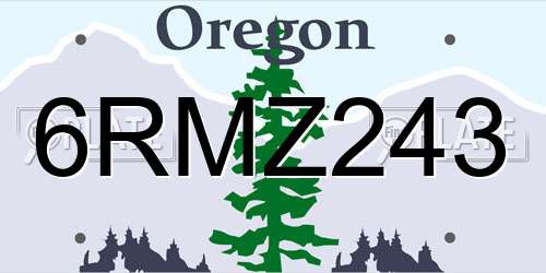 6RMZ243 Oregon License Plate