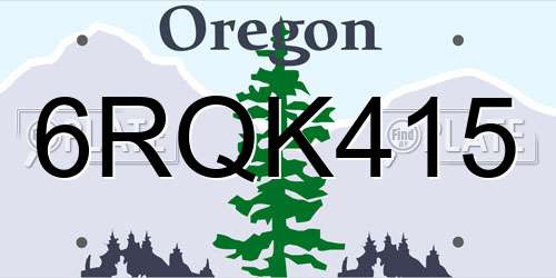6RQK415 Oregon License Plate
