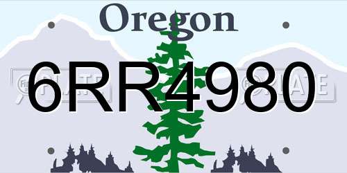 6RR4980 Oregon License Plate