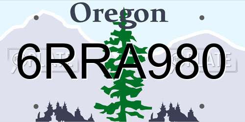 6RRA980 Oregon License Plate